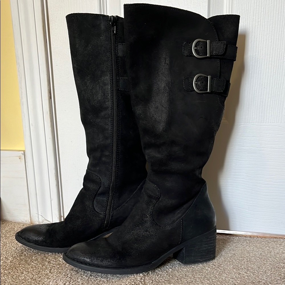 Born Black Suede Heeled Boots 8M